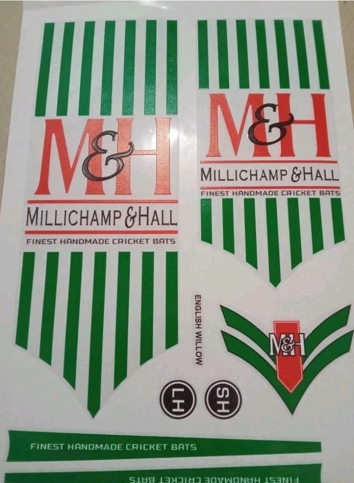 M&H Cricket Bat Stickers – Premium English Willow Bat Decal Set | Professional Cricket Bat Branding Stickers