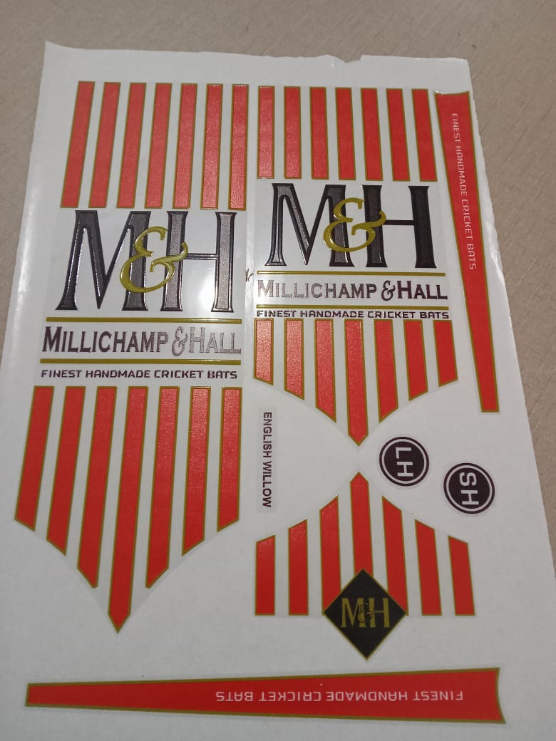 M&H Champion Hall Cricket Bat Sticker