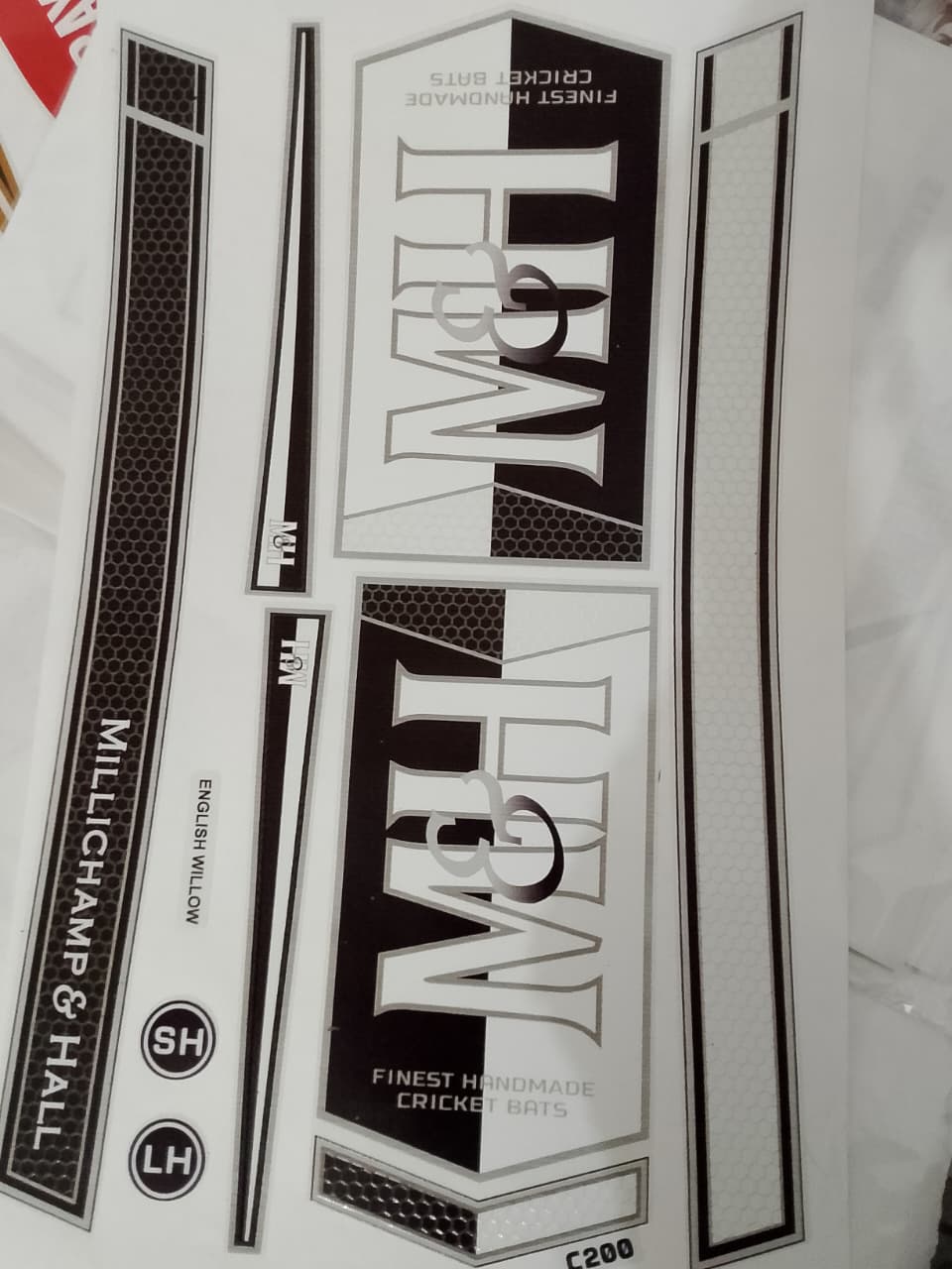 M&H Champion Hall Cricket Bat Sticker